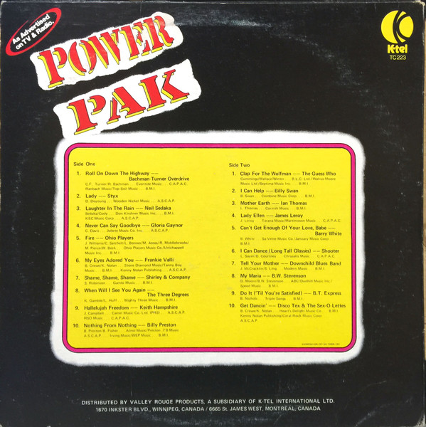 Various - Power Pak [Vinyl] | K-Tel (TC 223) - 2