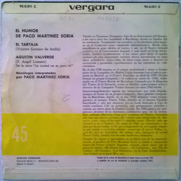 Paco Martinez Soria - El Humor De Paco Martinez Soria | Vergara (95.0.011 C) - 2 Paco Martinez Soria - El Humor De Paco Martinez Soria | Vergara (95.0.011 C) - 2