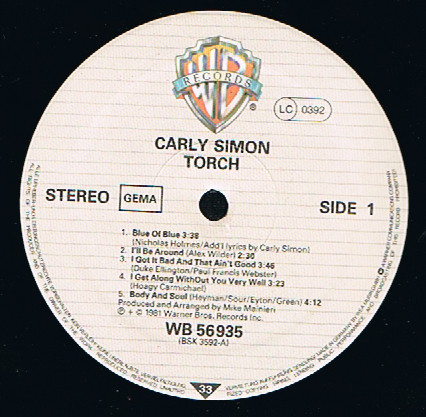 Carly Simon - Torch | Warner Bros. Records (WB K 56 935) - 3 Carly Simon - Torch | Warner Bros. Records (WB K 56 935) - 3
