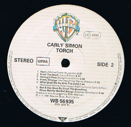 Carly Simon - Torch | Warner Bros. Records (WB K 56 935) - 4 Carly Simon - Torch | Warner Bros. Records (WB K 56 935) - 4