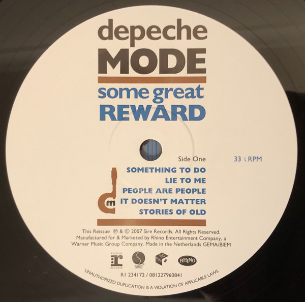 Depeche Mode - Some Great Reward | Reprise Records (R1 234172 / 081227960841) - 3 Depeche Mode - Some Great Reward | Reprise Records (R1 234172 / 081227960841) - 3