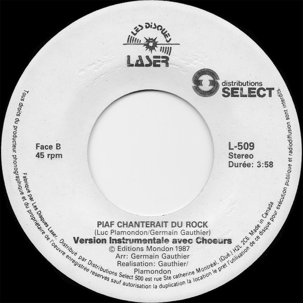 Marie Carmen - Piaf Chanterait Du Rock (7") [Vinyl] | Les Disques Laser (L-509) - 2
