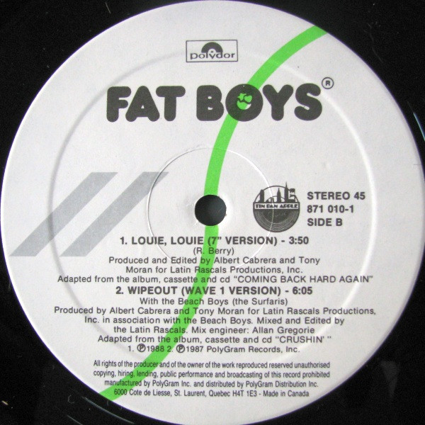 Fat Boys - Louie Louie (12") [Vinyl] | Polydor (871 010-1) - 2