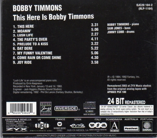 Bobby Timmons - This Here Is Bobby Timmons | Original Jazz Classics (OJC20 104-2) - 2 Bobby Timmons - This Here Is Bobby Timmons | Original Jazz Classics (OJC20 104-2) - 2