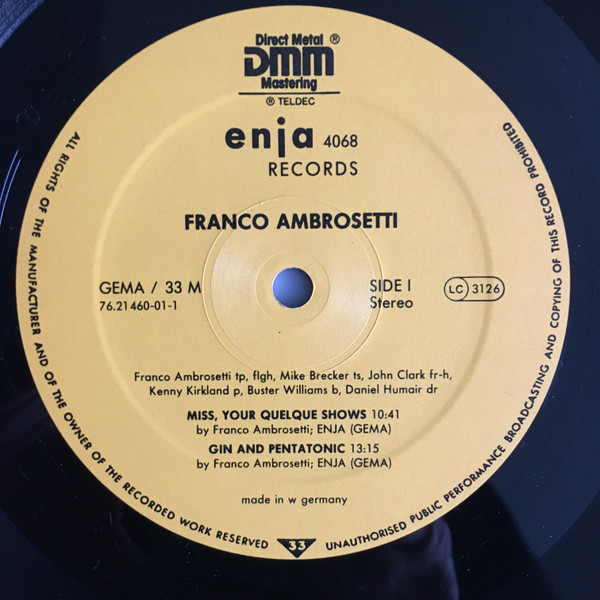 Franco Ambrosetti , Michael Brecker , John Clark , Kenny Kirkland , Buster Williams , Daniel Humair - Wings | Enja Records (4068) - 3