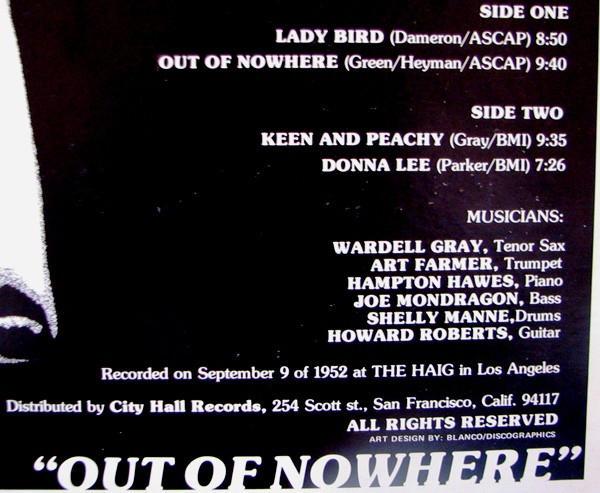 Wardell Gray Sextet - Out Of Nowhere | Straight Ahead Jazz (SAJ-1003) - 3