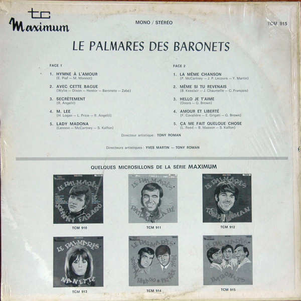 Les Baronets - Le Palmares Des Baronets [Vinyl] | Trans-Canada (TCM-915) - 2