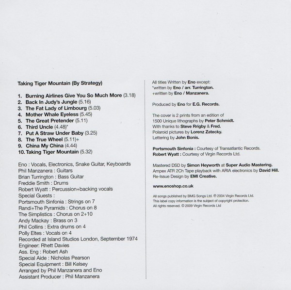 Brian Eno - Taking Tiger Mountain (By Strategy) | Virgin (50999 6 84536 2 6) - 4