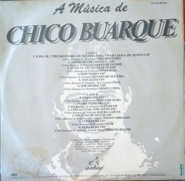 Various - A Música De Chico Buarque | Phonodisc (0.34.405.344) - 2