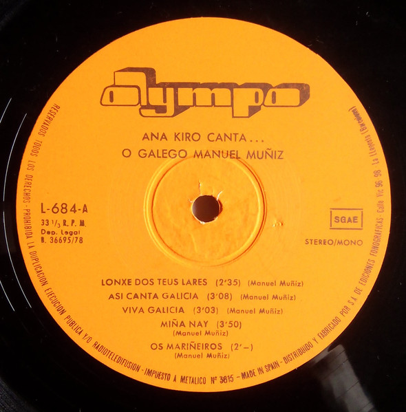 Ana Kiro - Canta... O Galego Manuel Muñiz | Olympo (L-684) - 3