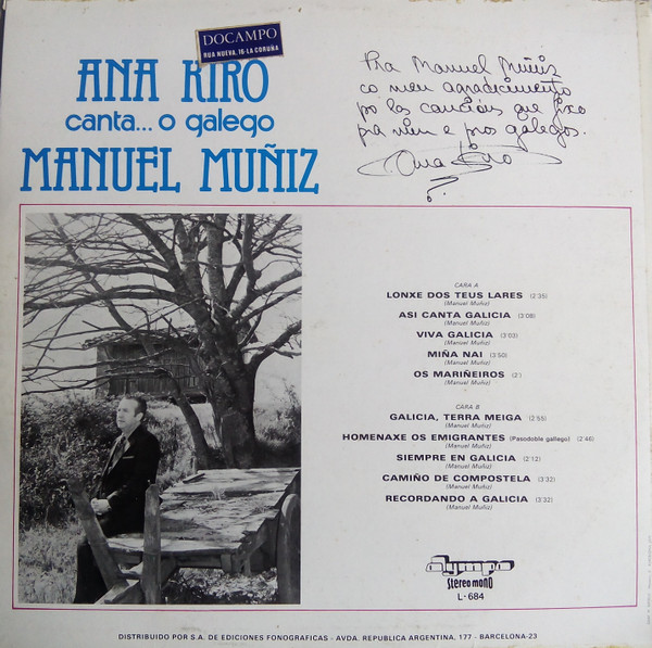 Ana Kiro - Canta... O Galego Manuel Muñiz | Olympo (L-684) - 2