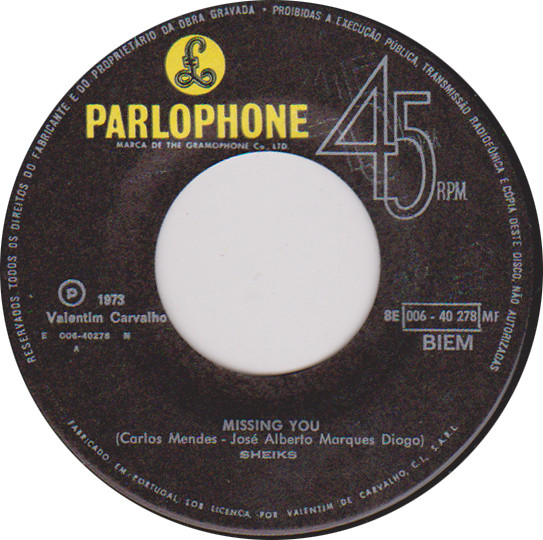Sheiks - Missing You | Parlophone (8E 006 40278 MF) - 2