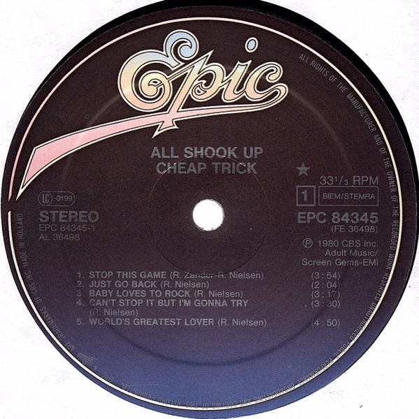 Cheap Trick - All Shook Up | Epic (EPC 84345) - 3