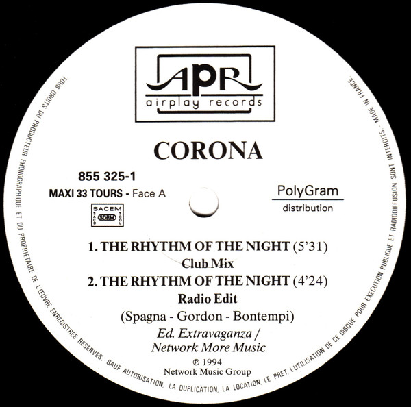 Corona - The Rhythm Of The Night | Airplay Records (855 325-1) - 2 Corona - The Rhythm Of The Night | Airplay Records (855 325-1) - 2