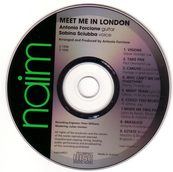 Antonio Forcione & Sabina Sciubba - Meet Me In London | Naim Label (naimcd021) - 3 Antonio Forcione & Sabina Sciubba - Meet Me In London | Naim Label (naimcd021) - 3