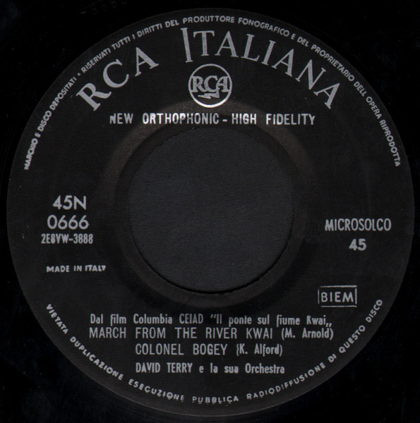 David Terry And His Orchestra - March From The River Kwai | RCA Italiana (45N 0666) - 3
