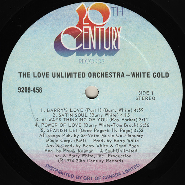 Love Unlimited Orchestra - White Gold | 20th Century Records (9209-458) - 3