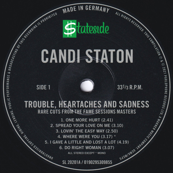Candi Staton - Trouble, Heartaches And Sadness (Rare Cuts From The Fame Sessions Masters) | Stateside (0190295309855) - 3 Candi Staton - Trouble, Heartaches And Sadness (Rare Cuts From The Fame Sessions Masters) | Stateside (0190295309855) - 3