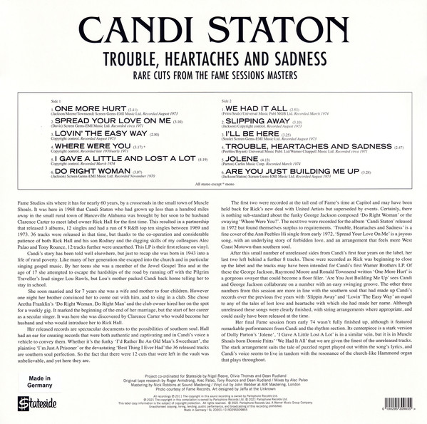 Candi Staton - Trouble, Heartaches And Sadness (Rare Cuts From The Fame Sessions Masters) | Stateside (0190295309855) - 2 Candi Staton - Trouble, Heartaches And Sadness (Rare Cuts From The Fame Sessions Masters) | Stateside (0190295309855) - 2