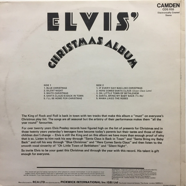 Elvis Presley - Elvis' Christmas Album | RCA Camden (CDS 1155) - 2