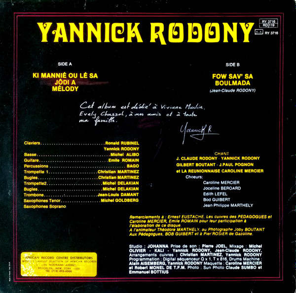 Yannick Rodony - Ki Mannie Ou Le Sa | Rythmo-Disc (RY3716) - 2