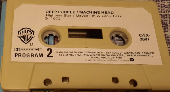 Deep Purple - Machine Head [Cassette] | Warner Bros. Records (CWX 2607) - 4