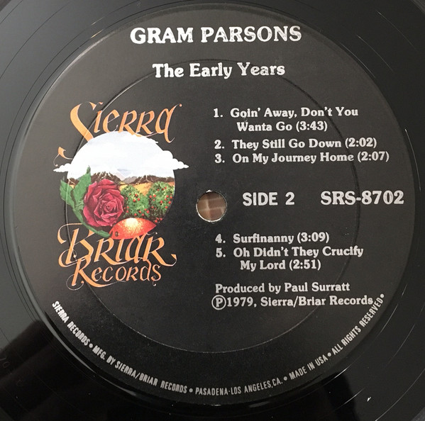 Gram Parsons - The Early Years 1963-65 LP | Sierra Briar Records (SRS-8702) - 3 Gram Parsons - The Early Years 1963-65 LP | Sierra Briar Records (SRS-8702) - 3