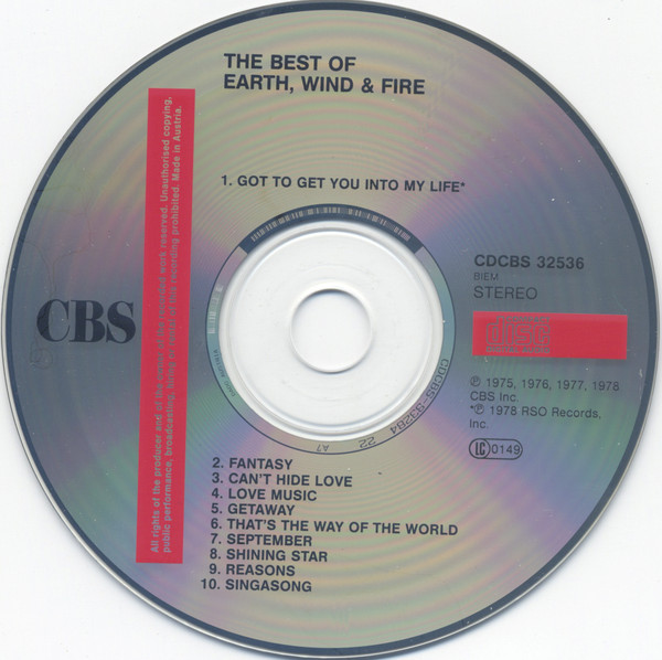 Earth, Wind & Fire - The Best Of Earth, Wind & Fire Vol. I [CD - EU - 1989 - VG+/EX] | CBS (CDCBS 32536) - 4
