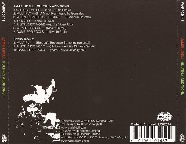 Jamie Lidell - Multiply Additions | Warp Records (WARPCD143) - 2 Jamie Lidell - Multiply Additions | Warp Records (WARPCD143) - 2