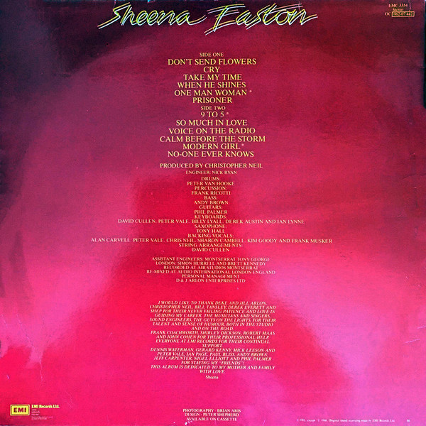Sheena Easton - Take My Time | EMI (EMC 3354) - 2