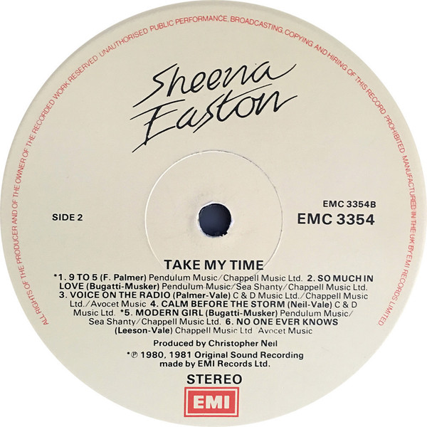 Sheena Easton - Take My Time | EMI (EMC 3354) - 4
