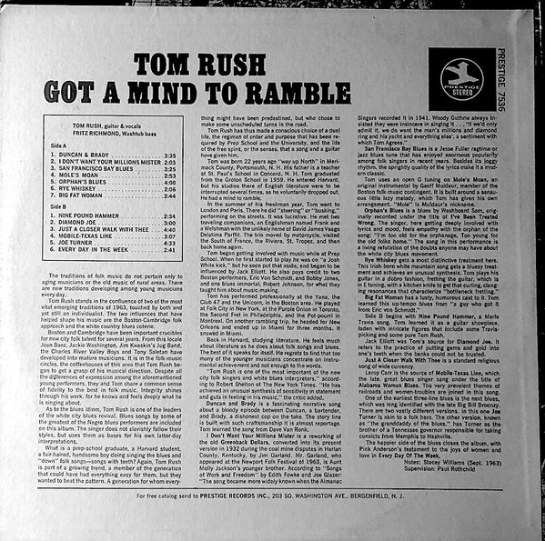 Tom Rush - Got A Mind To Ramble | Prestige (PR 7536) - 2