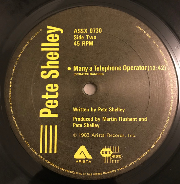 Pete Shelley - Telephone Operator (12") [Vinyl] | Arista (ASSX 0730) - 4