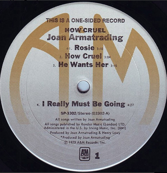 Joan Armatrading - How Cruel | A&M Records (SP-3302) - 3