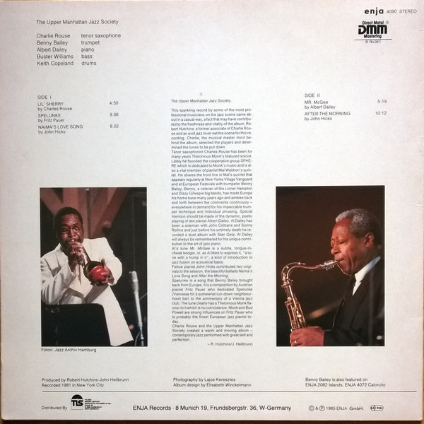 Charlie Rouse , Benny Bailey , Albert Dailey - The Upper Manhattan Jazz Society | Enja Records (4090) - 3 Charlie Rouse , Benny Bailey , Albert Dailey - The Upper Manhattan Jazz Society | Enja Records (4090) - 3