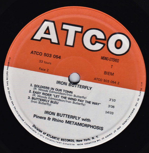 Iron Butterfly With Mike Pinera & El Rhino - Metamorphosis | ATCO Records (503 054) - 3 Iron Butterfly With Mike Pinera & El Rhino - Metamorphosis | ATCO Records (503 054) - 3