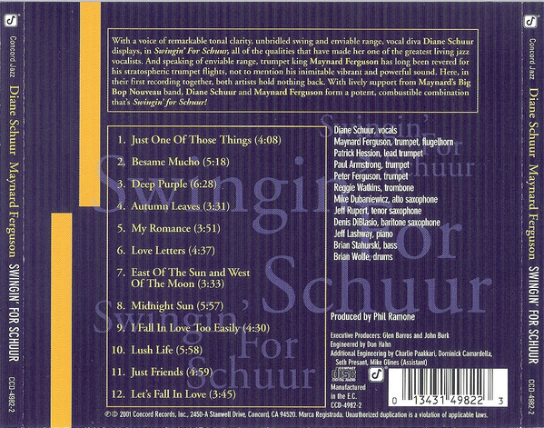 Diane Schuur , Maynard Ferguson - Swingin' For Schuur | Concord Records (CCD-4982-2) - 2