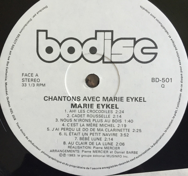 Marie Eykel - Chantons Avec Marie Eykel | Bodisc (BD 501) - 4 Marie Eykel - Chantons Avec Marie Eykel | Bodisc (BD 501) - 4