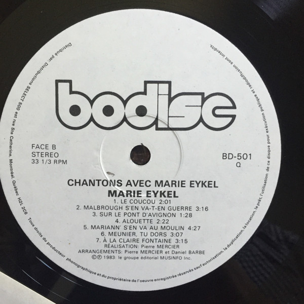 Marie Eykel - Chantons Avec Marie Eykel | Bodisc (BD 501) - 3 Marie Eykel - Chantons Avec Marie Eykel | Bodisc (BD 501) - 3