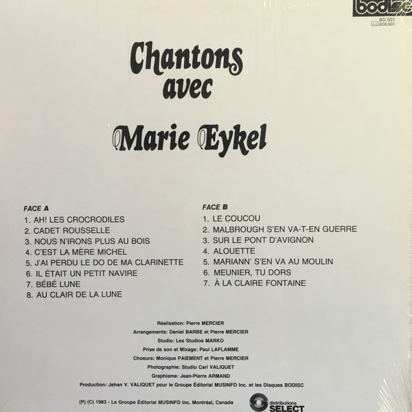 Marie Eykel - Chantons Avec Marie Eykel | Bodisc (BD 501) - 2 Marie Eykel - Chantons Avec Marie Eykel | Bodisc (BD 501) - 2