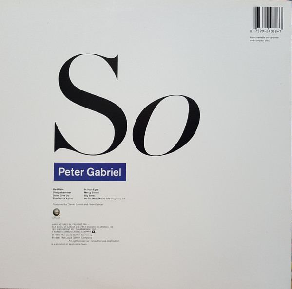 Peter Gabriel - So | Geffen Records (XGHS 24088) - 2 Peter Gabriel - So | Geffen Records (XGHS 24088) - 2