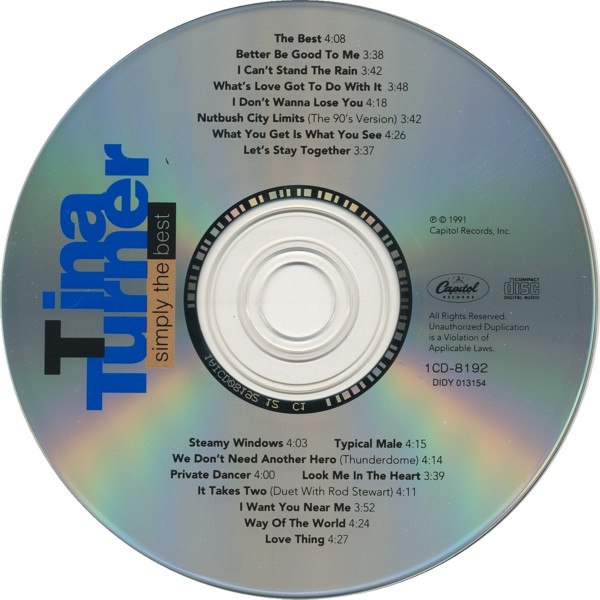 Tina Turner - Simply The Best | Capitol Records (1CD 8192) - 3 Tina Turner - Simply The Best | Capitol Records (1CD 8192) - 3