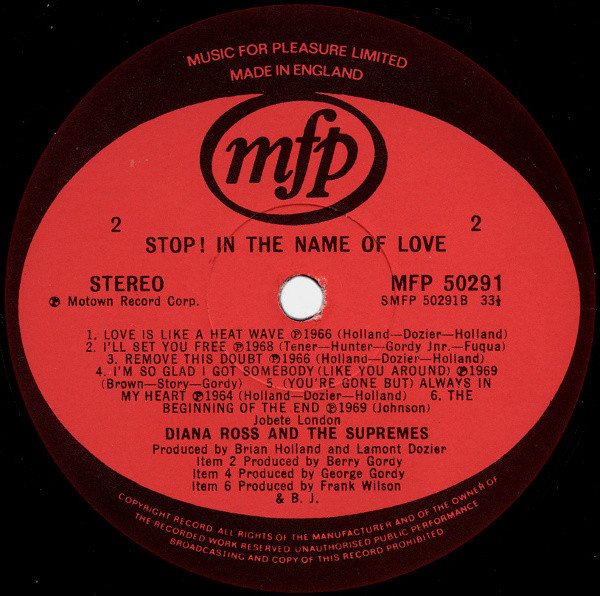 The Supremes - Stop! In The Name Of Love | Music For Pleasure (MFP 50291) - 4