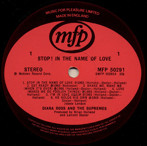 The Supremes - Stop! In The Name Of Love | Music For Pleasure (MFP 50291) - 3