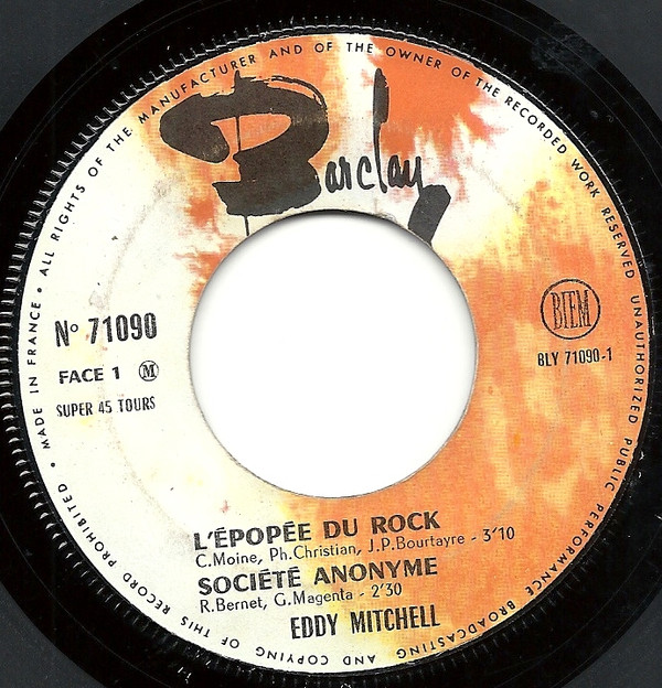 Eddy Mitchell Accompagné Par London All Star - Seul - L'Épopée Du Rock | Barclay (71. 090 M) - 2