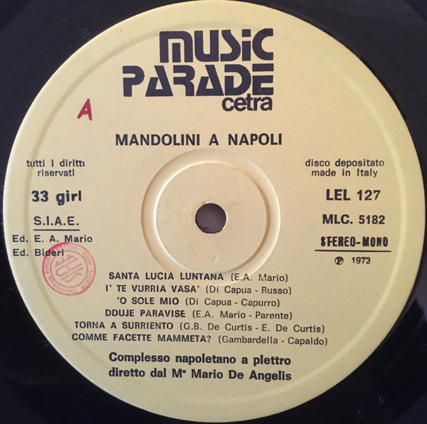 Mario De Angelis - Mandolini A Napoli | Music Parade Cetra (LEL 127) - 2 Mario De Angelis - Mandolini A Napoli | Music Parade Cetra (LEL 127) - 2