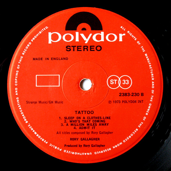 Rory Gallagher - Tattoo | Polydor (2383-230) - 4