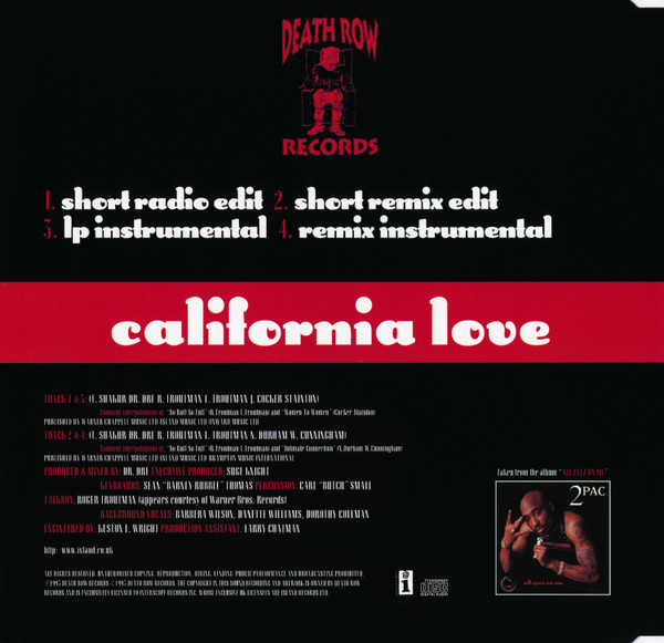 2Pac Featuring Dr. Dre - California Love | Death Row Records (DRWCD 3) - 2