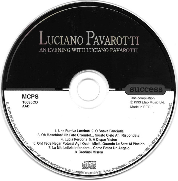 Luciano Pavarotti - An Evening With Luciano Pavarotti | Success (16035CD) - 3