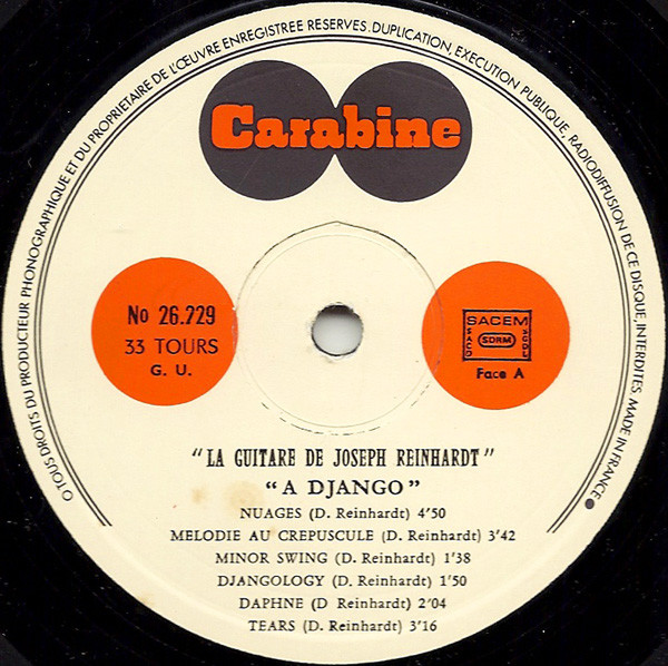 Joseph Reinhardt - A Django - La Guitare De Joseph Reinhardt | Carabine (26229) - main